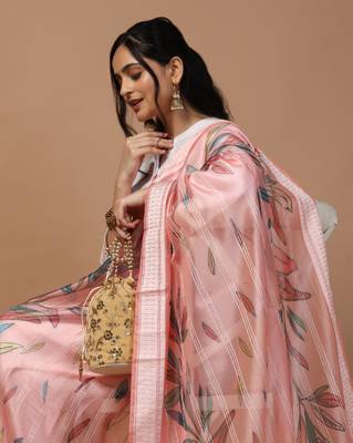 Digital Ethnic Motif Print Orgenza Khadi Silk Crochet Work Regular Dupatta Wear on Kurti For Women and Girls 7