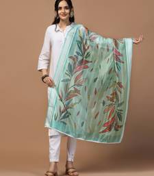 Digital Ethnic Motif Print Orgenza Khadi Silk Crochet Work Regular Dupatta Wear on Kurti For Women and Girls