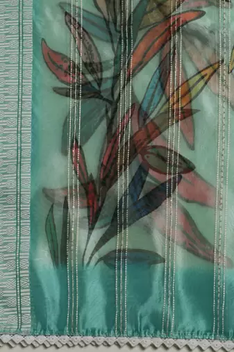 Digital Ethnic Motif Print Orgenza Khadi Silk Crochet Work Regular Dupatta Wear on Kurti For Women and Girls