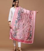 Digital Ethnic Motif Print Orgenza Khadi Silk Crochet Work Regular Dupatta Wear on Kurti For Women and Girls