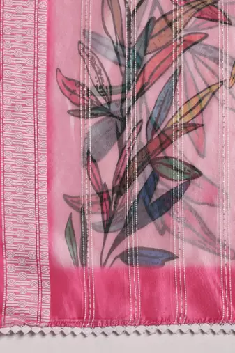 Digital Ethnic Motif Print Orgenza Khadi Silk Crochet Work Regular Dupatta Wear on Kurti For Women and Girls