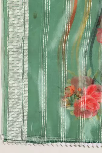 Digital Ethnic Motif Print Orgenza Khadi Silk Crochet Work Regular Dupatta Wear on Kurti For Women and Girls