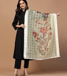 Digital Ethnic Motif Print Orgenza Khadi Silk Crochet Work Regular Dupatta Wear on Kurti For Women and Girls