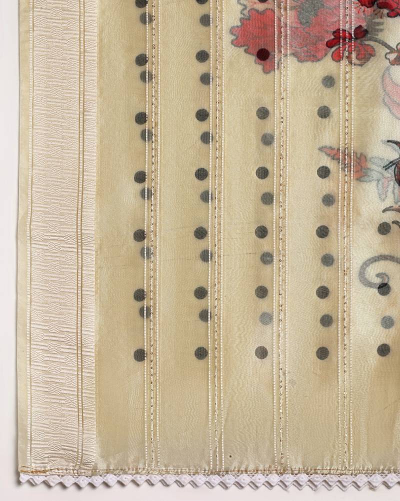 Digital Ethnic Motif Print Orgenza Khadi Silk Crochet Work Regular Dupatta Wear on Kurti For Women and Girls