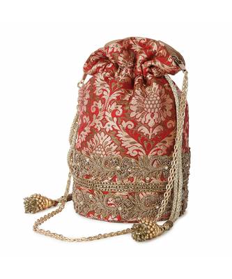 Red brocade potli 3