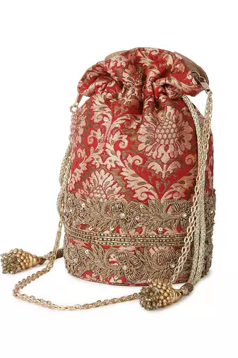 Red brocade potli