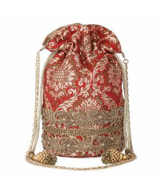 Red brocade potli 4