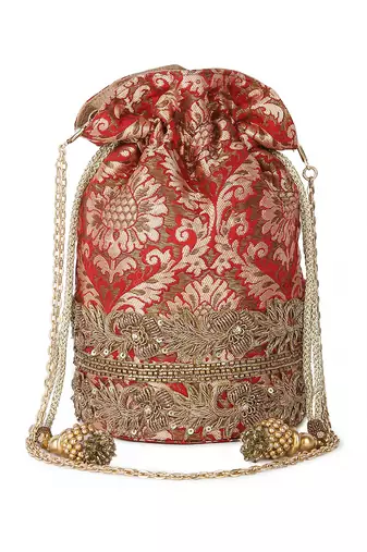 Red brocade potli