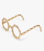 Through the metal eyeglass sculpture