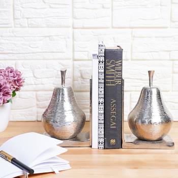 Silver pear unique bookends 1