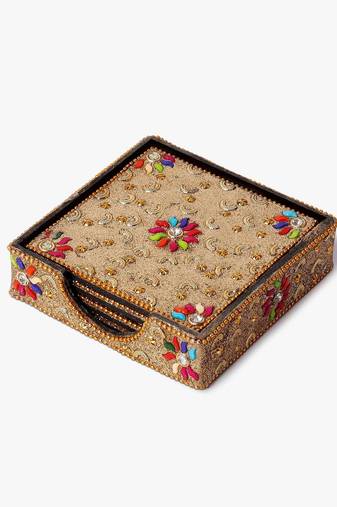 Gold embellished coaster set