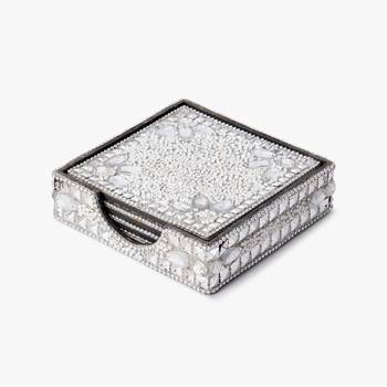 Silver embellished coaster set 1