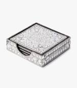 Silver embellished coaster set