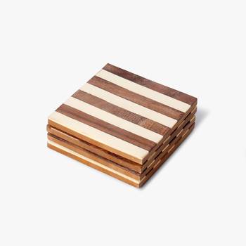 White striped wooden coasters 1