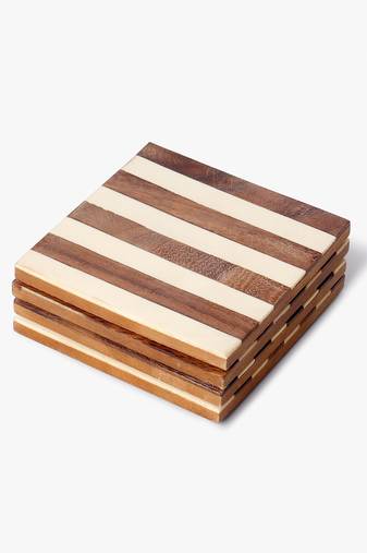 White striped wooden coasters