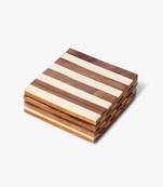 White striped wooden coasters