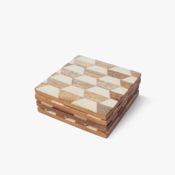 White block wooden coasters 1
