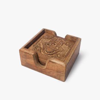 Hamsa hand-carved coasters 1