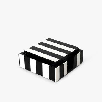 Monochrome marvel striped coaster set with holder 1