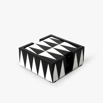 Trendy noir coaster set with holder 1