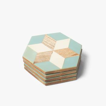 Colorful marquetry coaster set 1