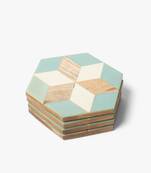 Colorful marquetry coaster set