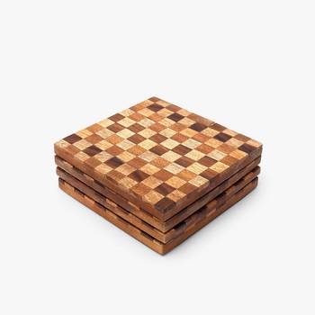 Brown check block coasters 1