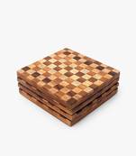 Brown check block coasters