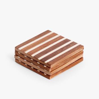 White stripe wooden coasters 1
