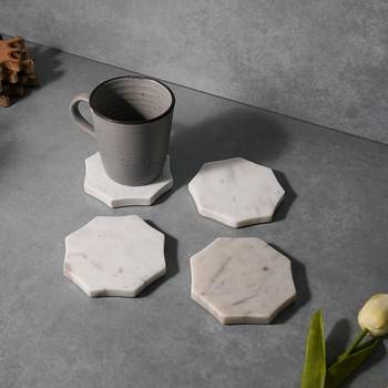 White marble hexagon coasters 1