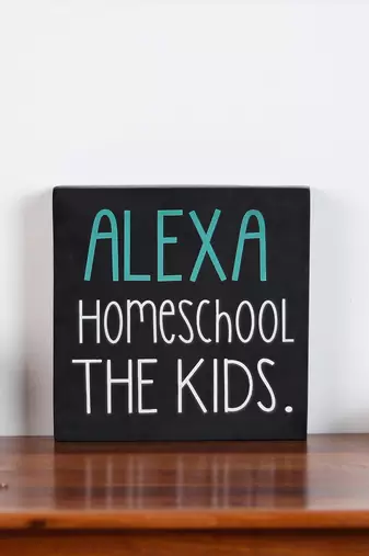 Alexa homeschool the kids wooden plaque