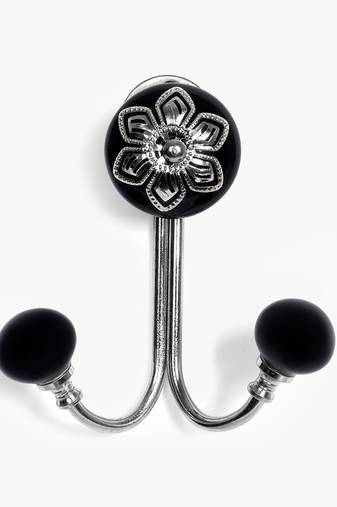 Black silver fleur filigree hooks