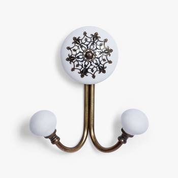 Vintage white dual filigree hooks 1
