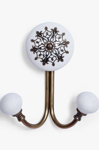 Vintage white dual filigree hooks