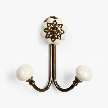 Off-white ceramic wall hook 1