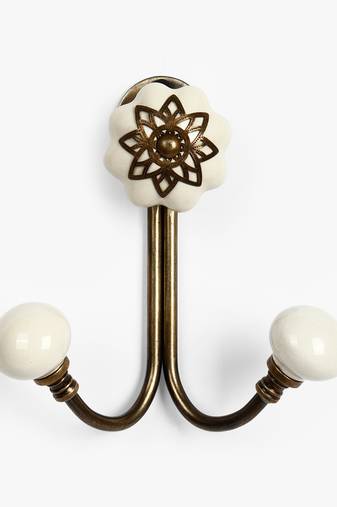 Off-white ceramic wall hook