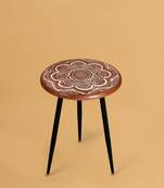 Mandala magic carved accent table