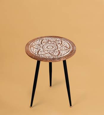 Floral bloom carved accent table 1