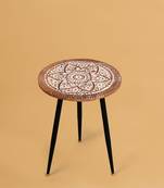 Floral bloom carved accent table