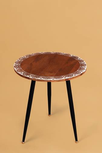 Ivory bloom border carved accent table