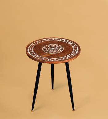 Whitewash whisper carved accent table 1