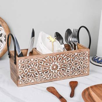 White kaleidoscopic cutlery stand 1