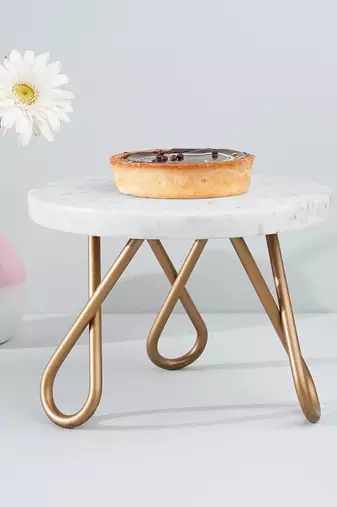 White frost cake stand - black