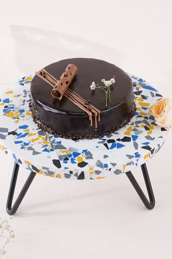 Rainbow speckled cake stand - black
