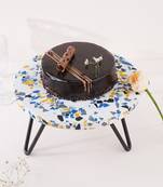 Rainbow speckled cake stand - black