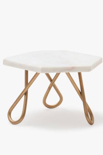 White hexagon cake stand