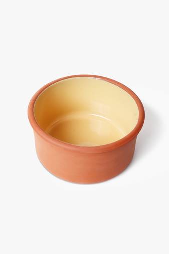 Yellow glazed serving bowl