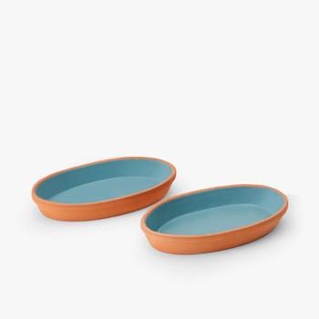 Colorful terracotta oval duo plate set 1