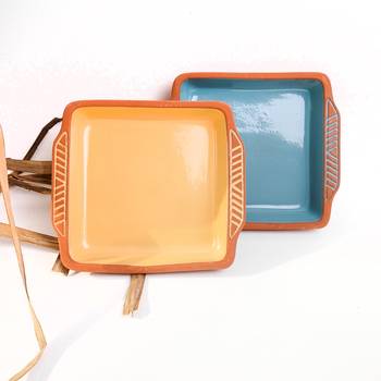 Square terracotta baking tray set 1