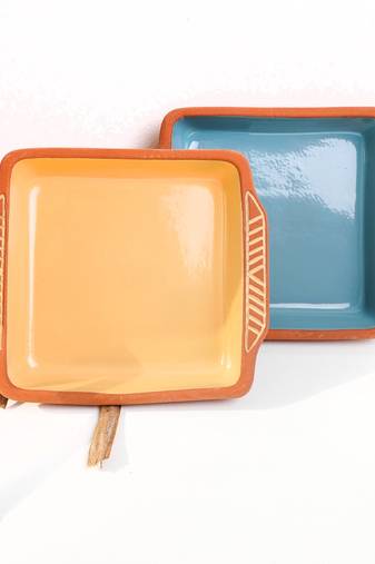 Square terracotta baking tray set